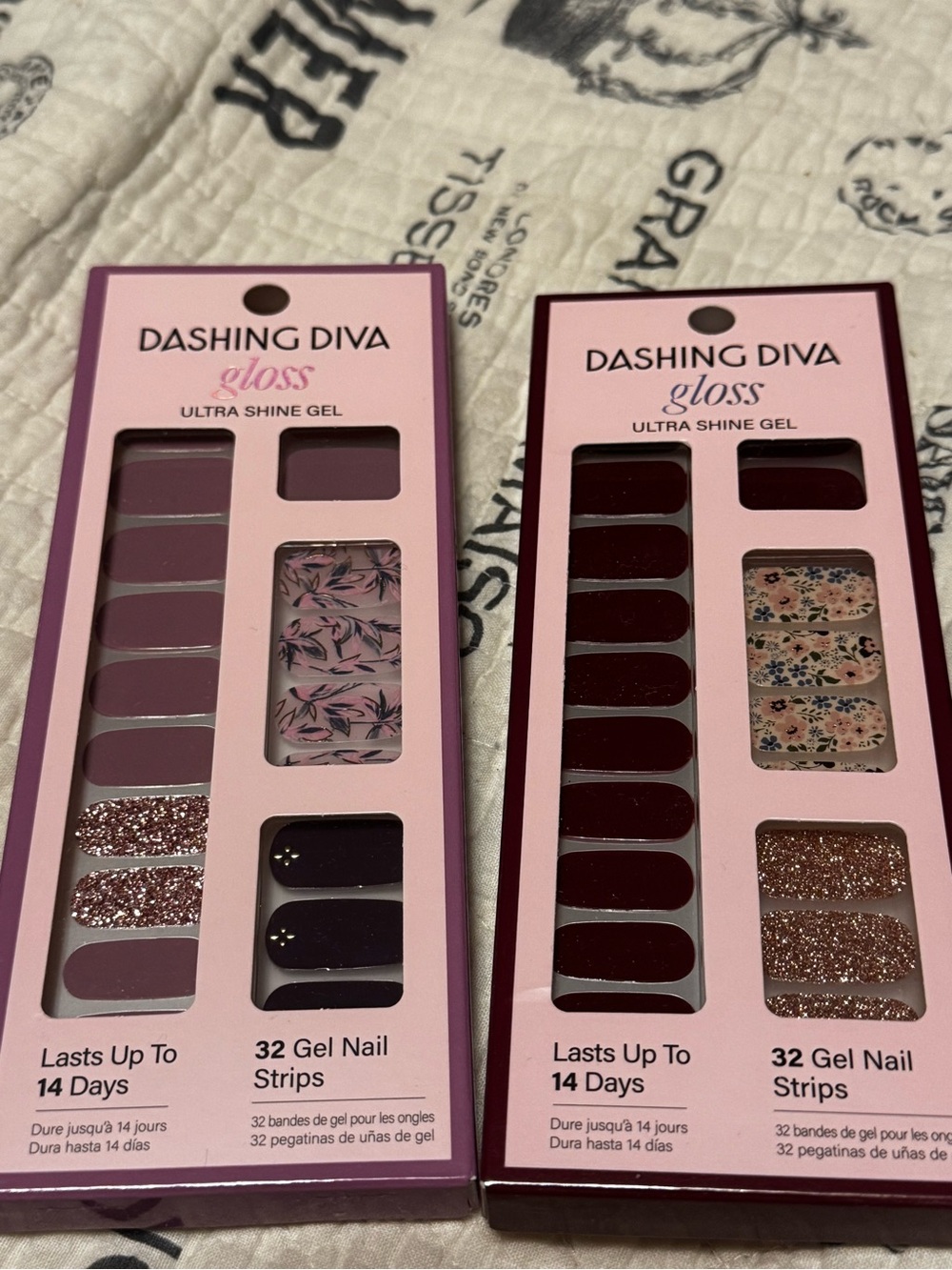 Dashing Diva Gloss Gel Nail Strips - Mauve & Deep Red Sets